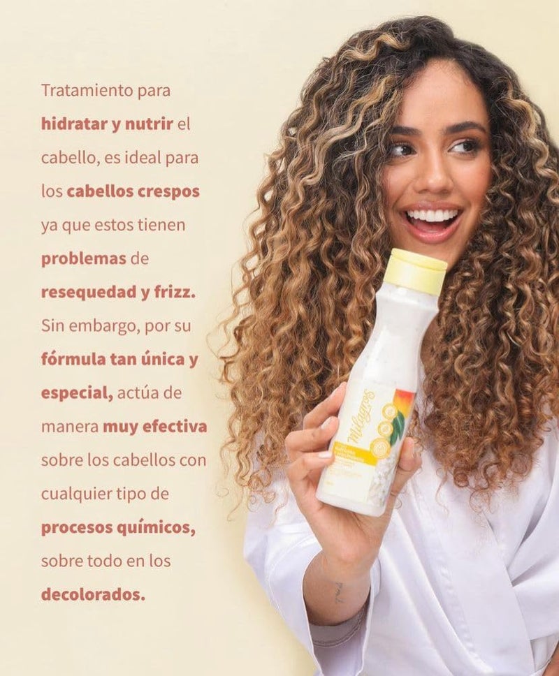منتجات Milagros Terapia Rizos y Crespos Nutricion y Crecimiento الكولومبية للعناية بالشعر للنمو الطبيعي والتقوية والإصلاح، مجموعة مكونة من قطعة واحدة، طبيعية 100% - Image 3